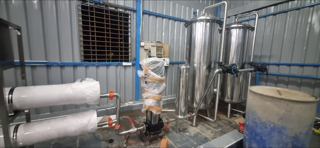 RO plant installation in progress at a client site – PureFlux Engineering, Chennai