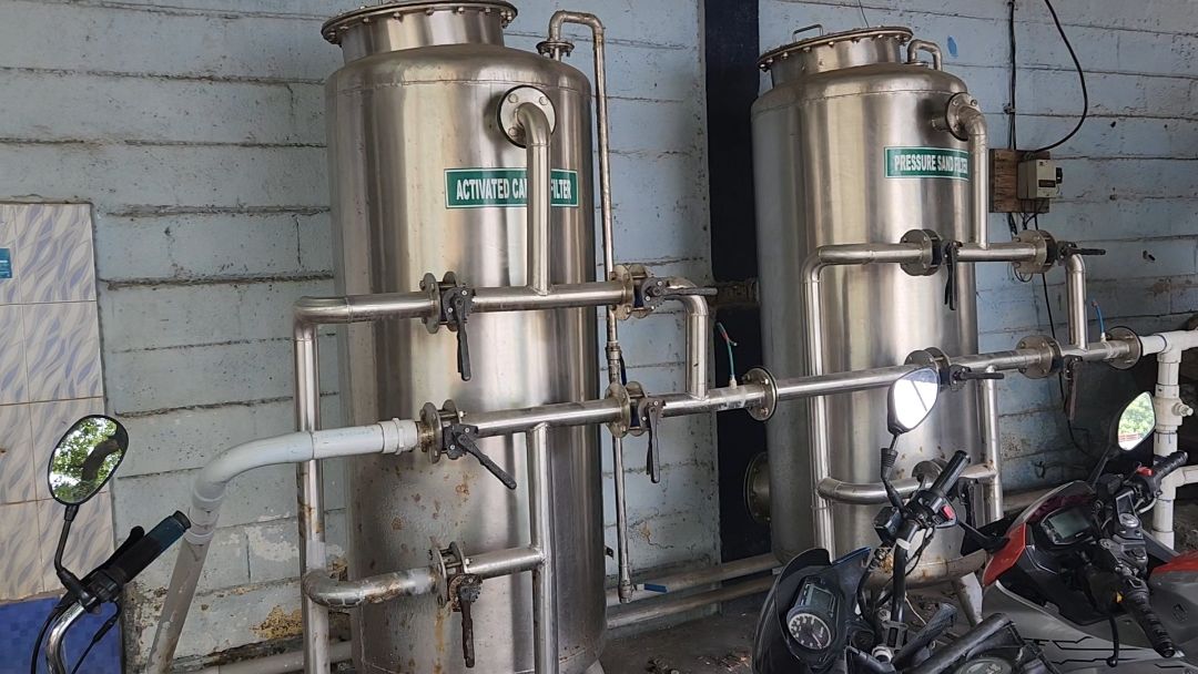 SS pressure sand filter and activated carbon filter at a client site – PureFlux Engineering, Chennai